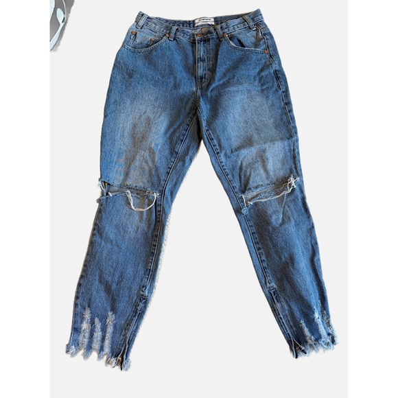 One Teaspoon Denim - One x One Teaspoon Distressed Relaxed High Waist Cotton Jeans